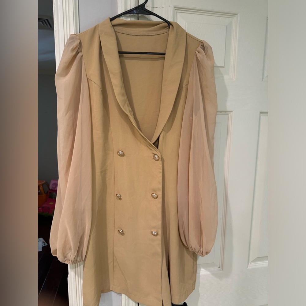 shein Shawl Collar Double Breasted Blazer Dress size L
